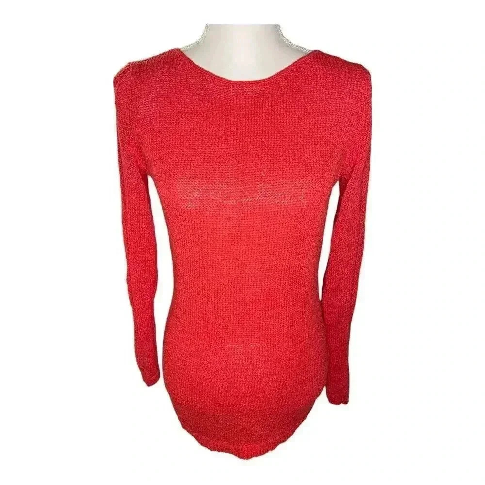 Rachel‎ Zoe Women’s Small Pink Long Sleeved Semi Sheer Open Knit Sweater
